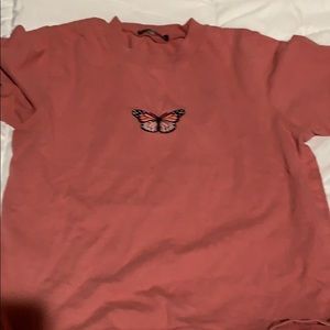 Brandy Melville pink butterfly tee